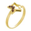 Silver ring with czech garnet, gold plated - star                                                   