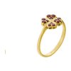 Silver ring with czech garnet, gold plated - four-leaf clover                                       