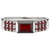Silver ring with czech garnet, rhodium plated - rectangle                                           