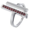 Silver ring with czech garnet, rhodium plated - rectangle                                           
