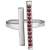Silver ring with czech garnet, rhodium plated - rectangle                                           
