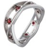 Silver ring with czech garnet, rhodium plated - line                                                