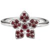 Silver ring with czech garnet, rhodium plated - flower                                              