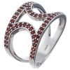 Silver ring with czech garnet, rhodium plated                                                       