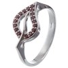 Silver ring with czech garnet, rhodium plated - leaf                                                