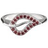Silver ring with czech garnet, rhodium plated - leaf                                                
