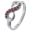 Silver ring with czech garnet, rhodium plated - infinity                                            