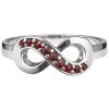 Silver ring with czech garnet, rhodium plated - infinity                                            