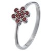 Silver ring with czech garnet, rhodium plated - flower                                              