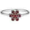 Silver ring with czech garnet, rhodium plated - flower                                              