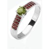 Silver ring with czech garnet and moldavite, rhodium plated - line                                  