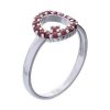 Silver ring with czech garnet, rhodium plated - circle                                              