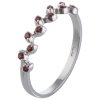 Silver ring with czech garnet, rhodium plated - line                                                