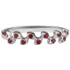 Silver ring with czech garnet, rhodium plated - line                                                
