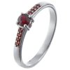 Silver ring with czech garnet, rhodium plated - line                                                