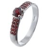 Silver ring with czech garnet, rhodium plated - line                                                