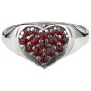 Silver ring with czech garnet, rhodium plated - heart                                               
