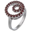 Silver ring with czech garnet, rhodium plated - circle                                              