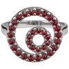 Silver ring with czech garnet, rhodium plated - circle                                              