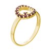 Silver ring with czech garnet, gold plated - circle                                                 