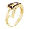 Silver ring with czech garnet, gold plated - triangle                                               