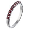 Silver ring with czech garnet, rhodium plated - line                                                