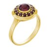 Silver ring with czech garnet, gold plated - circle                                                 