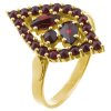 Silver ring with czech garnet, gold plated - oval                                                   