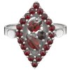 Silver ring with czech garnet, rhodium plated - oval                                                