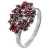 Silver ring with czech garnet, rhodium plated - flower                                              