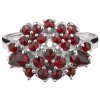 Silver ring with czech garnet, rhodium plated - flower                                              