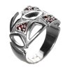 Silver ring with czech garnet, rhodium plated                                                       