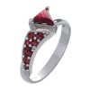 Silver ring with czech garnet, rhodium plated - triangle                                            