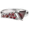 Silver ring with czech garnet, rhodium plated - triangle                                            