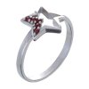 Silver ring with czech garnet, rhodium plated - star                                                