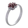 Silver ring with czech garnet, rhodium plated - flower                                              