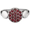 Silver ring with czech garnet, rhodium plated - circle                                              