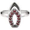 Silver ring with czech garnet, rhodium plated - oval                                                