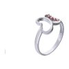 Silver ring with czech garnet, rhodium plated, animal - butterfly                                   