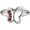 Silver ring with czech garnet, rhodium plated, animal - butterfly                                   