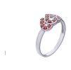 Silver ring with czech garnet, rhodium plated - heart                                               
