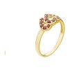 Silver ring with czech garnet, gold plated - heart                                                  