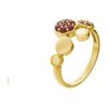 Silver ring with czech garnet, gold plated - circle                                                 