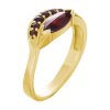 Silver ring with czech garnet, gold plated - wave                                                   