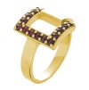 Silver ring with czech garnet, gold plated - rectangle                                              