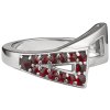 Silver ring with czech garnet, rhodium plated - triangle                                            
