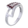 Silver ring with czech garnet, rhodium plated - triangle                                            