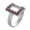 Silver ring with czech garnet, rhodium plated - rectangle                                           