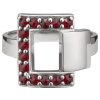 Silver ring with czech garnet, rhodium plated - rectangle                                           