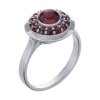 Silver ring with czech garnet, rhodium plated - circle                                              